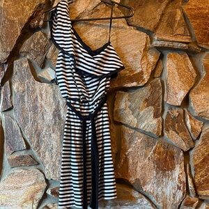 White House Black Market Striped Black and White Dress